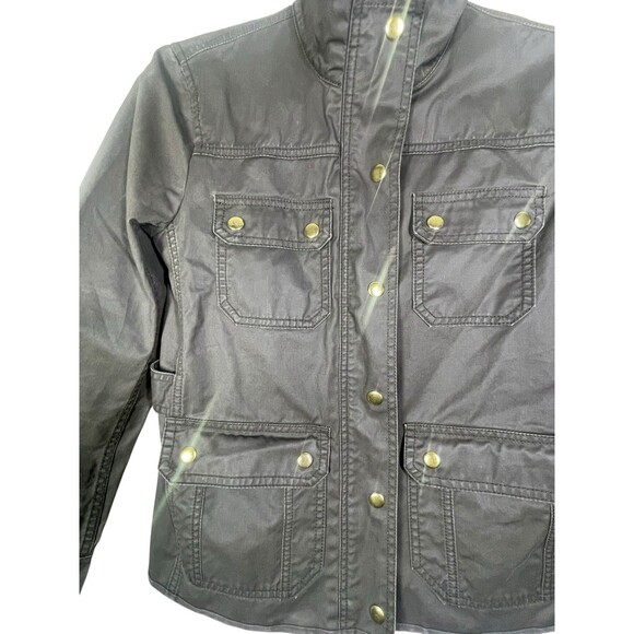 Women's J. Crew The Downtown Field Jacket Waxed Cotton Canvas Black Size PSmall - Picture 5 of 14